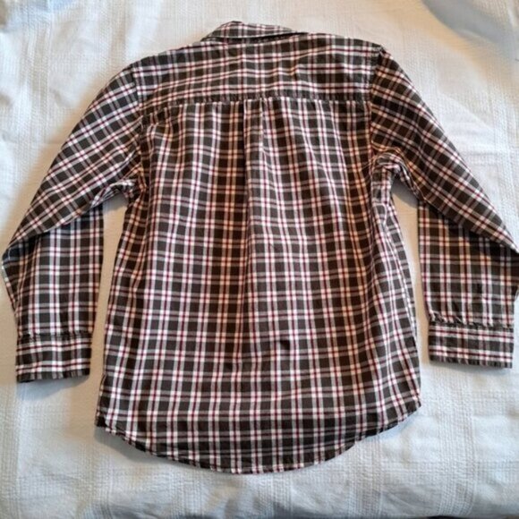 Crazy 8 boys size 7/8 or medium brown red and white button up long sleeve shirt - Picture 2 of 4